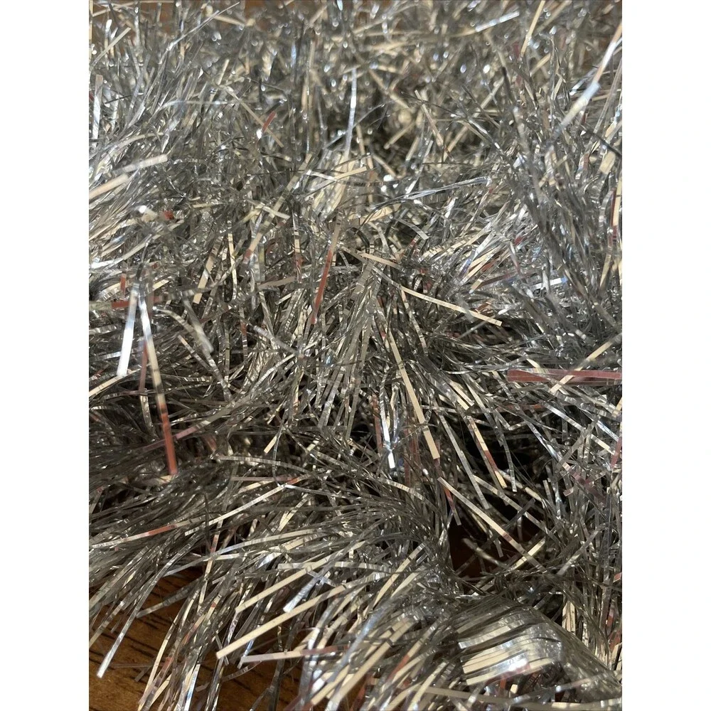 22’ Silver Christmas Tree Tinsel Garland Holiday Rope 270” Fine Strands